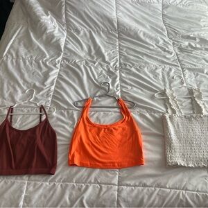 Set of Three Crop Tops - Red, Orange, and White